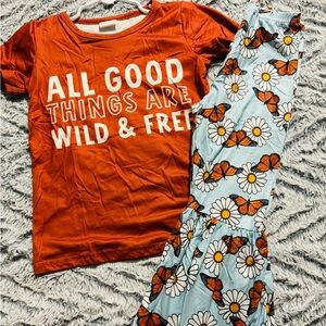 All good things are wild and free bell bottom set BRAND NEW! Super cute and soft